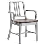 emeco navy armchair with wood seat