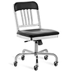 emeco navy semi-upholstered swivel side chair